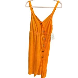 Time and Tru Orange Button Front Midi Dress or Cover up Tank Style Size M 8 10